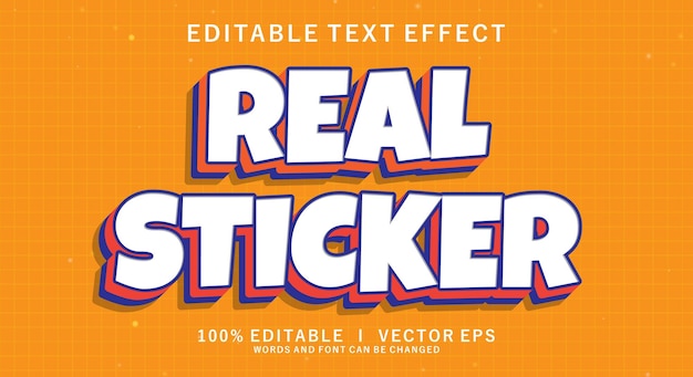 efecto de texto vectorial de pegatina real con diseño de estilo moderno