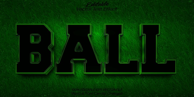 Efecto de texto vectorial de pelota Editable Alfabeto verde Juego de gol partido de fútbol de césped