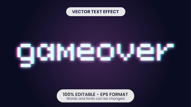 Efecto de texto vectorial de píxeles de Game Over Glitch