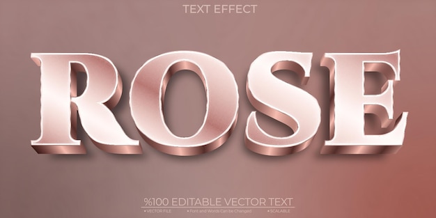 Efecto de texto vectorial de plantilla editable y escalable de rosa brillante