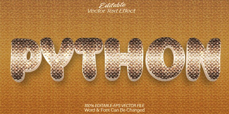 Vector efecto de texto vectorial de python editable alfabeto animales vida silvestre reptilios serpiente venom anaconda
