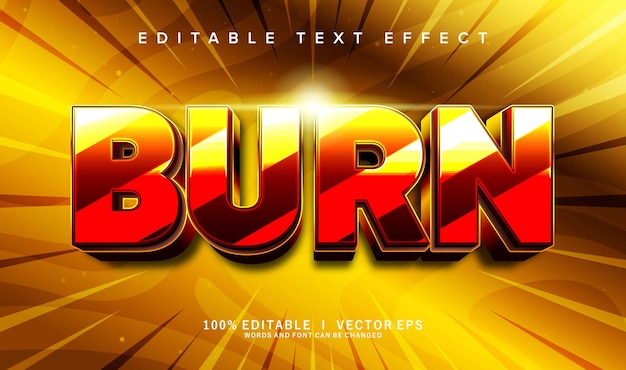 efecto de texto vectorial de quema con diseño de estilo moderno