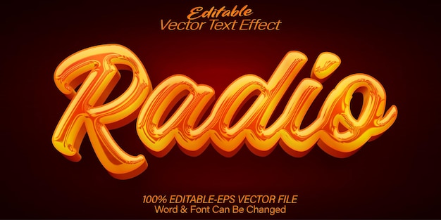 Efecto de texto vectorial de radio Editable Alfabeto retro dibujos animados amarillo