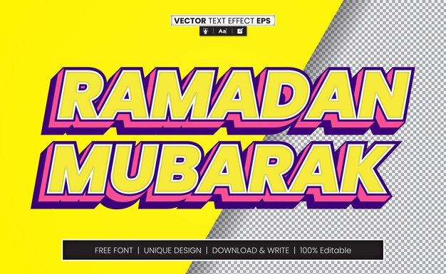 Efecto de texto vectorial de Ramadán