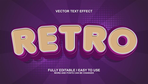 efecto de texto vectorial retro 3d editable efecto de texto de estilo de moda