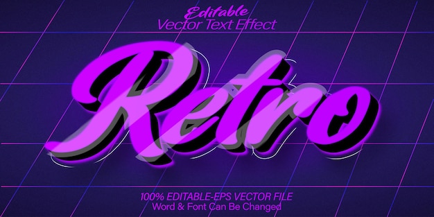 Efecto de texto vectorial retro Editable Alfabeto Disco Fiesta Música de los años 90