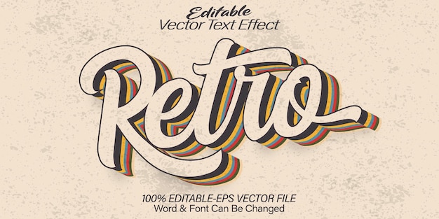 Efecto de texto vectorial retro Editable Alfabeto Vintage de los años 90