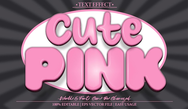 Efecto de texto vectorial rosado Editable Alfabeto lindo Soft dibujos animados Pintar divertido