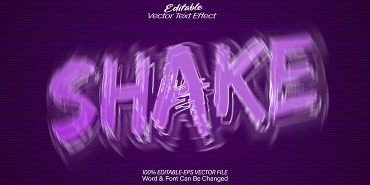Vector efecto de texto vectorial de sacudida editable alfabeto púrpura urbano