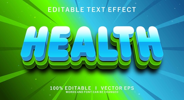 efecto de texto vectorial de salud con diseño de estilo moderno
