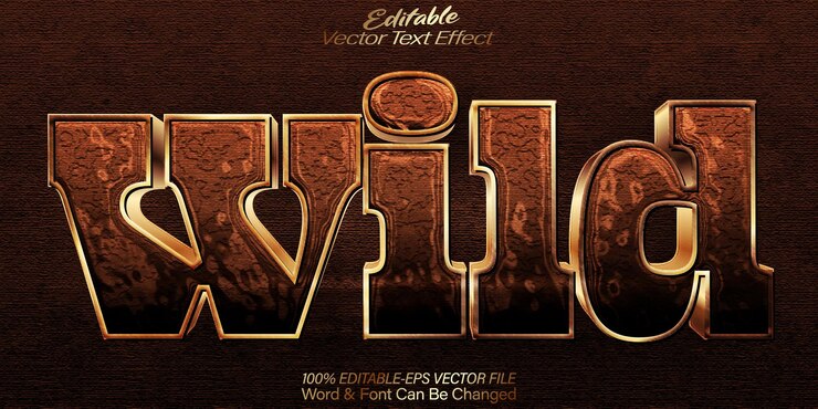 Vector efecto de texto vectorial salvaje editable alfabeto zoológico safari selva