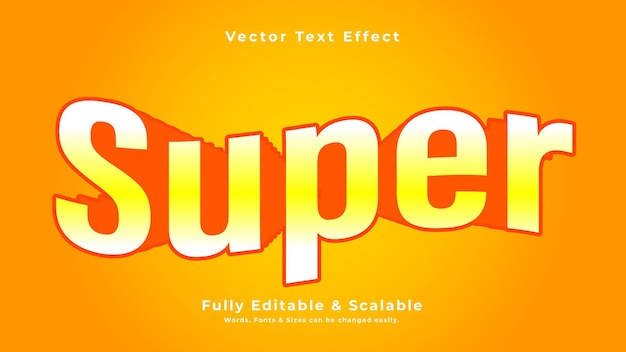 Efecto de texto vectorial Super 3D Totalmente editable Listo para imprimir