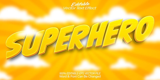 Efecto de texto vectorial de superhéroes Editable Alfabeto dibujos animados Fun Yellow