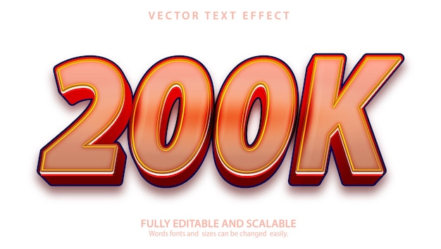 Vector un efecto de texto vectorial con el título 2000k.