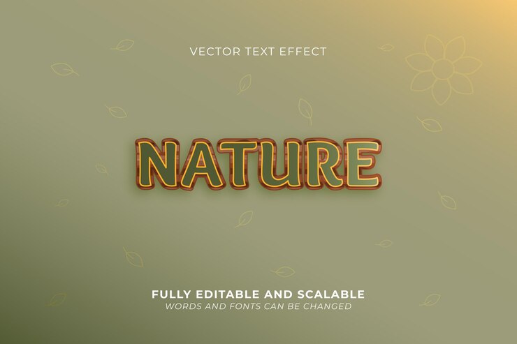Vector efecto de texto vectorial totalmente editable y escalable naturaleza selva verde texto 3d estilo de texto concepto de fuente