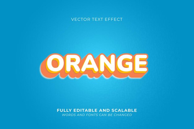 Efecto de texto vectorial totalmente editable y escalable Texto 3D azul naranja Estilo de texto Concepto de fuente Fresco