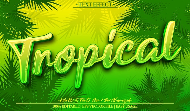 Efecto de texto vectorial tropical alfabeto editable planta botánica de verano verde exótica