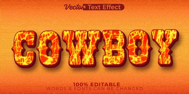 Efecto De Texto Vectorial Vaquero Alfabeto Editable Vaca Del Desierto Occidental