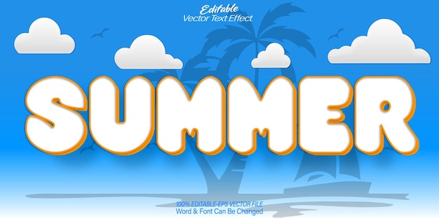 Vector efecto de texto vectorial de verano editable alfabeto dibujos animados de vacaciones sol isla de arena