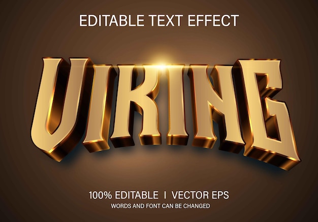 efecto de texto vectorial viking 3d con diseño de estilo moderno