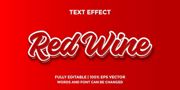 Efecto de texto vectorial de vino tinto