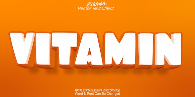 Efecto de texto vectorial de vitaminas Editable alfabeto naranja orgánica fruta jugosa