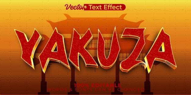 Efecto de texto vectorial de Yakuza Editable Alfabeto japonés Samurai asiático