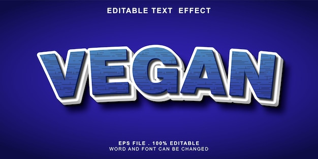 Vector efecto de texto vegano editable