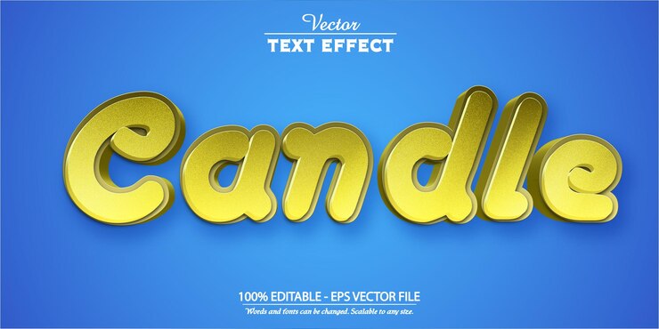 Vector efecto de texto de vela estilo de texto de color dorado editable