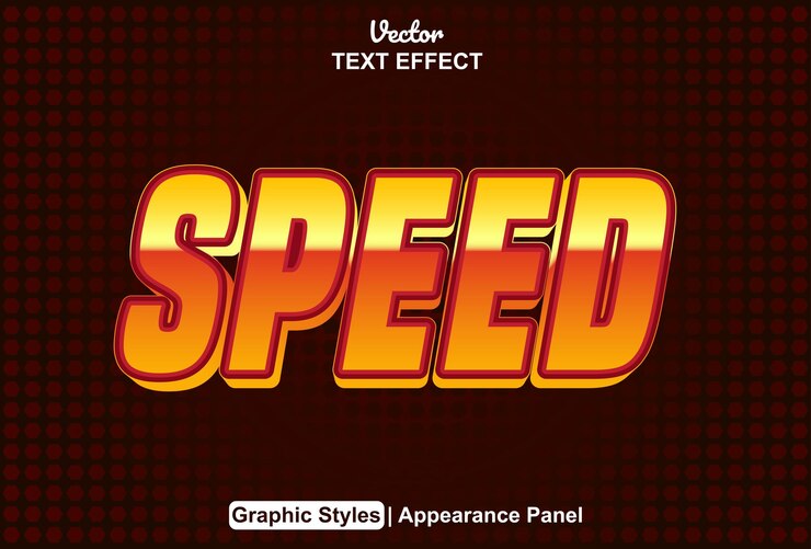 Vector efecto de texto de velocidad con estilo gráfico de color naranja editable