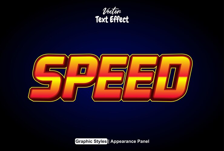 Vector efecto de texto de velocidad con estilo gráfico de color naranja editable