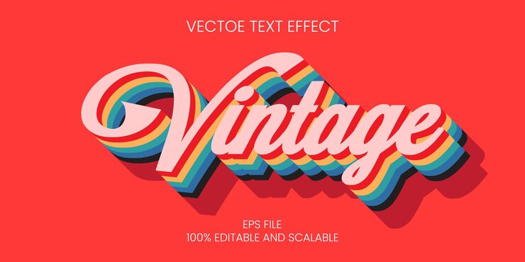 Vector efecto de texto de la vendimia 3d