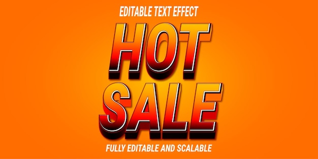 Efecto de texto de venta caliente con letras 3d con colores ardientes