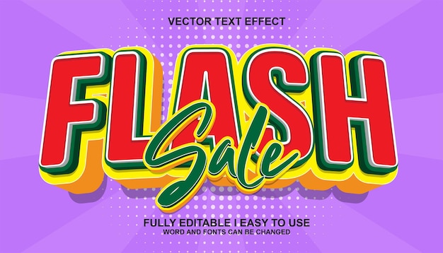 Efecto de texto de venta flash 3D editable para la promoción