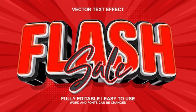 Efecto de texto de venta flash 3D editable para la promoción