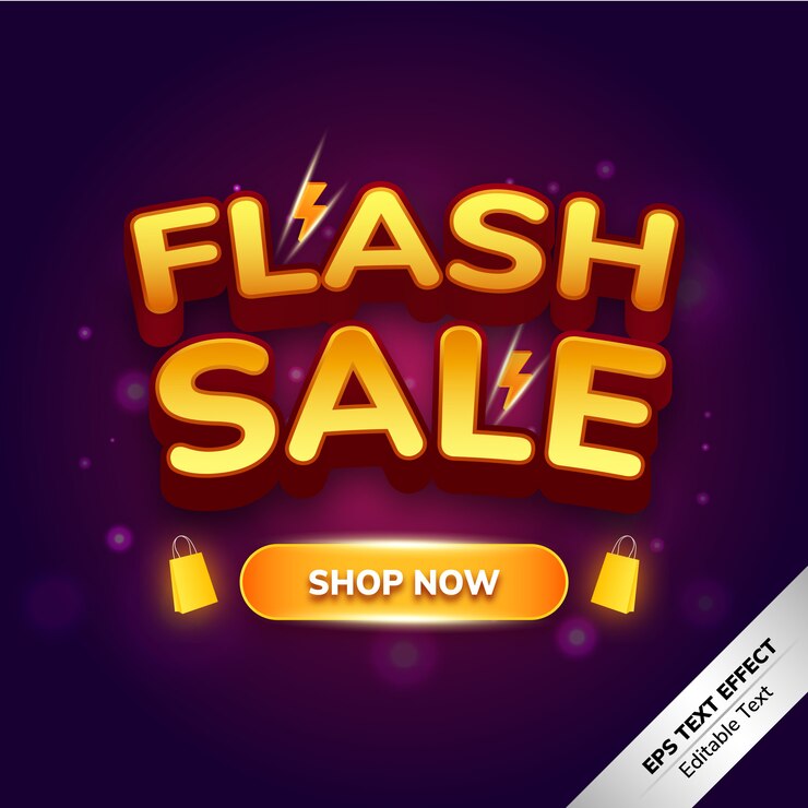 Vector efecto de texto de venta flash compre ahora