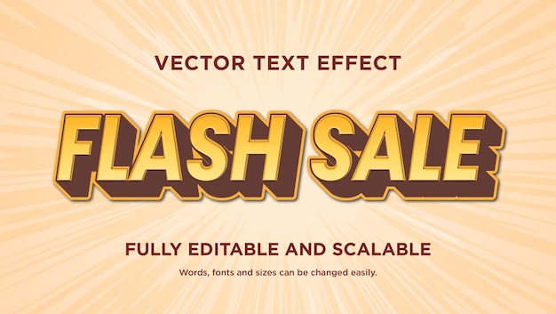 Efecto de texto de venta flash de diseño gráfico vectorial editable