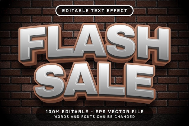 efecto de texto de venta flash y efecto de texto editable con fondo de ladrillo