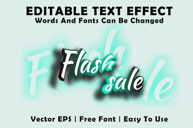 Vector efecto de texto de venta flash con estilos de fuente editables