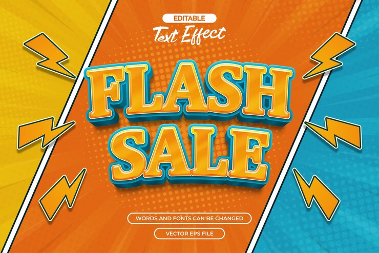 Vector efecto de texto de venta flash