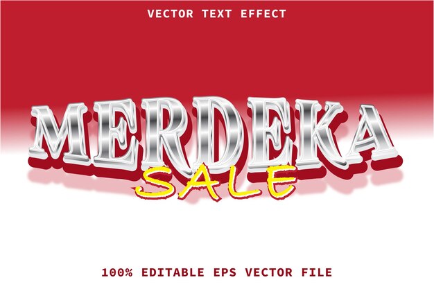 Vector efecto de texto de venta de merdeka texto 3d editable