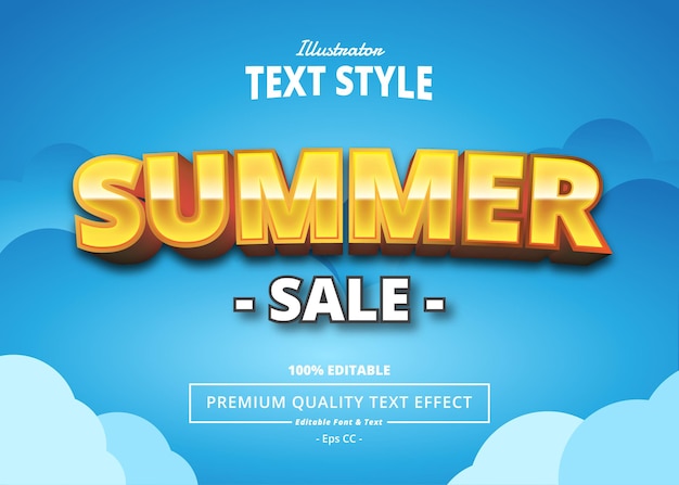 Efecto de texto de venta de verano