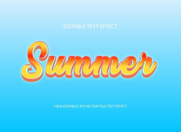 Efecto de texto de verano diseño de efectos de texto 3d editable vector eps
