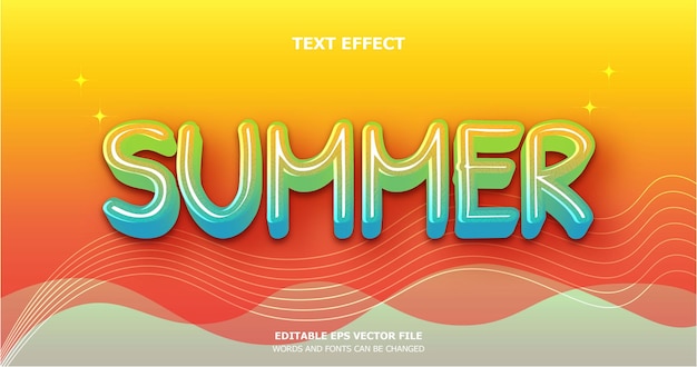 Vector efecto de texto de verano