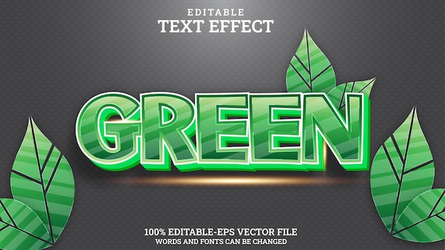 Efecto de texto verde editable