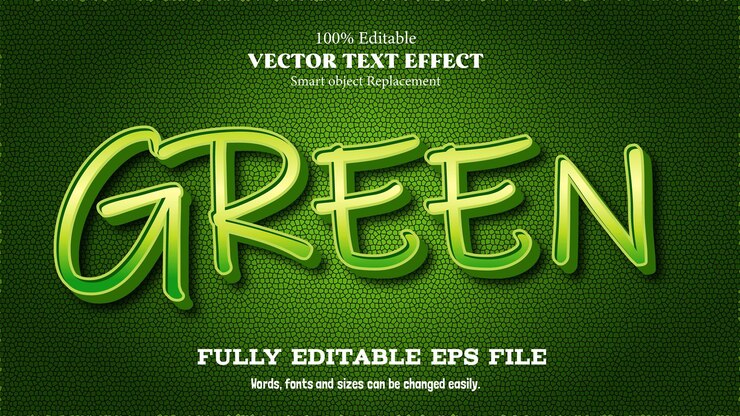 Vector efecto de texto verde editable