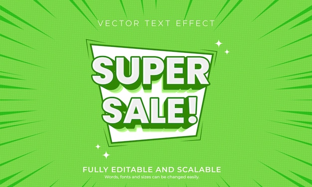Efecto de texto verde de súper venta
