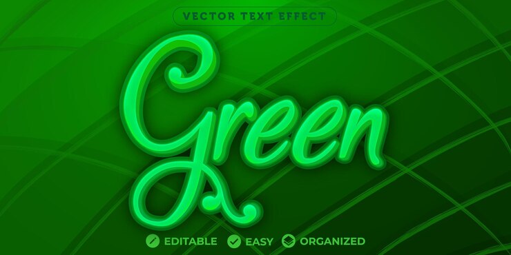 Vector efecto de texto verdeefecto de texto de fuente totalmente editable