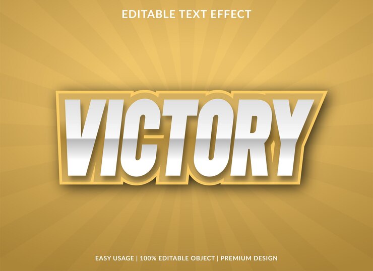 Vector efecto de texto de victoria con estilo atrevido