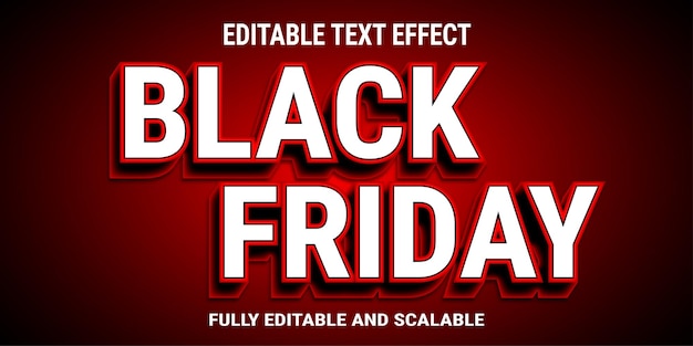 efecto de texto de viernes negro con letras 3d realistas y rojo en la línea
